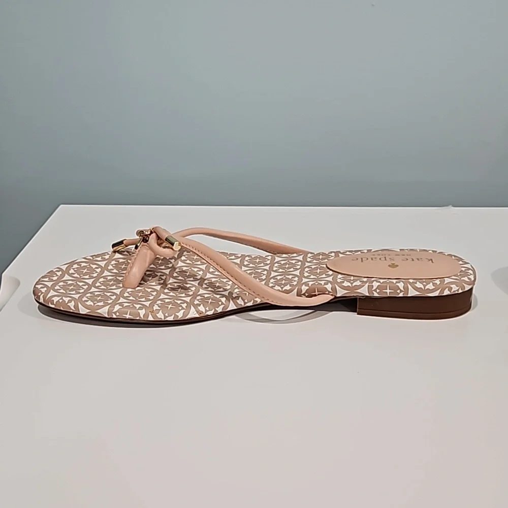 kate spade Pink Patterned Bow Flip Flop Sandals